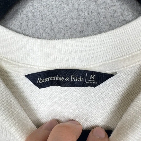 Abercrombie Sweatshirt Womens M Cream New‎ York Balloon Sleeve Crewneck Preppy - Picture 5 of 10